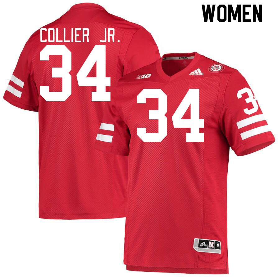 Women #34 Corey Collier Jr. Nebraska Cornhuskers College Football Jerseys Stitched Sale-Red - Click Image to Close